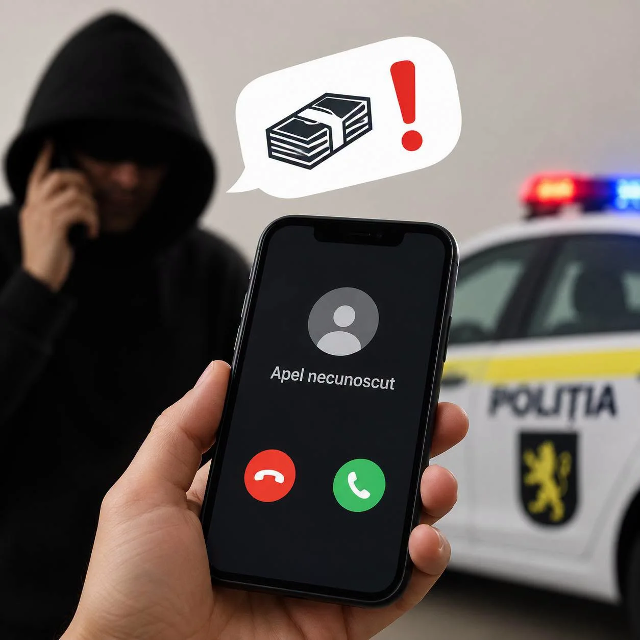 O femeie din Ialoveni, ținută ore întregi la telefon de escroci și amenințată să le dea circa jumătate de milion de lei. Un bărbat, reținut în flagrant